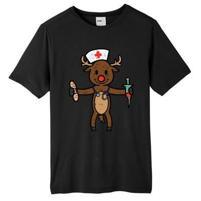 Festive Nurse Reindeer Holiday Humor for Nurses Tall Fusion ChromaSoft Performance T-Shirt