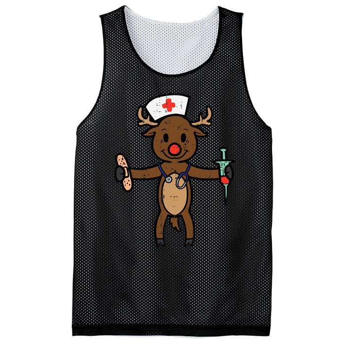 Festive Nurse Reindeer Holiday Humor for Nurses Mesh Reversible Basketball Jersey Tank