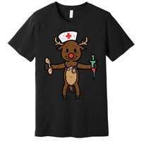 Festive Nurse Reindeer Holiday Humor for Nurses Premium T-Shirt