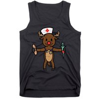 Festive Nurse Reindeer Holiday Humor for Nurses Tank Top