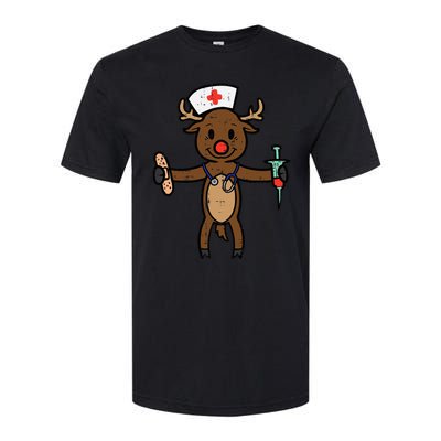 Festive Nurse Reindeer Holiday Humor for Nurses Softstyle CVC T-Shirt