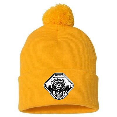 Funny Neighborhood Rizzly Bear Pom Pom 12in Knit Beanie