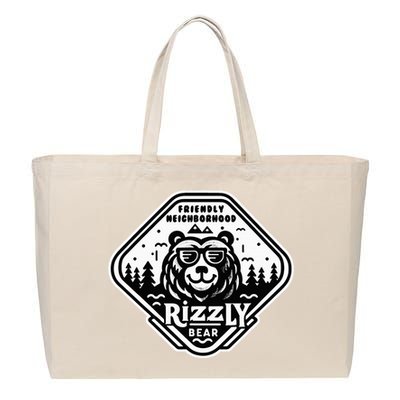 Funny Neighborhood Rizzly Bear Cotton Canvas Jumbo Tote