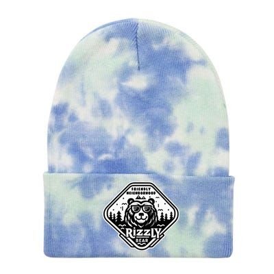 Funny Neighborhood Rizzly Bear Tie Dye 12in Knit Beanie