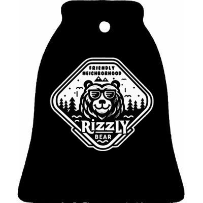 Funny Neighborhood Rizzly Bear Ceramic Bell Ornament