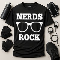 Funny Nerds Rock Gamer Geek Fun Cute Nerd Performance Shirt