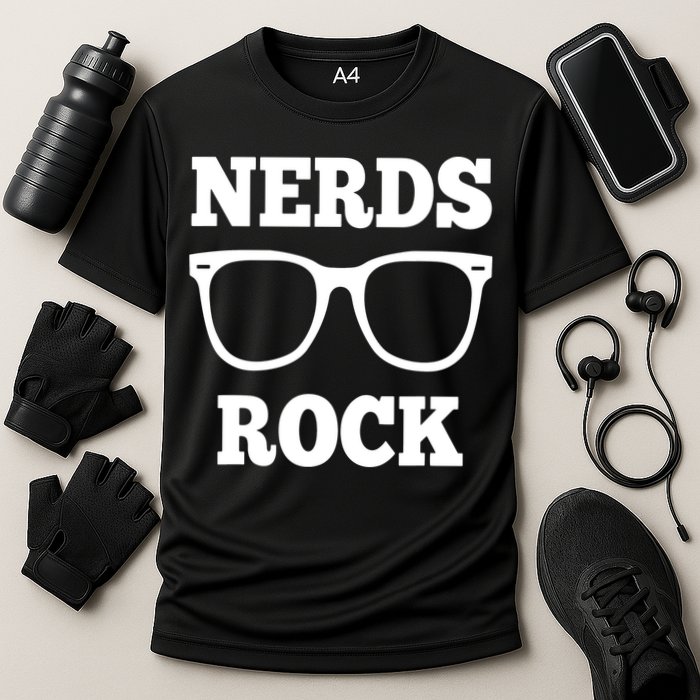 Funny Nerds Rock Gamer Geek Fun Cute Nerd Performance Shirt