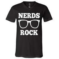 Funny Nerds Rock Gamer Geek Fun Cute Nerd V-Neck T-Shirt