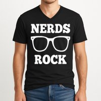 Funny Nerds Rock Gamer Geek Fun Cute Nerd V-Neck T-Shirt