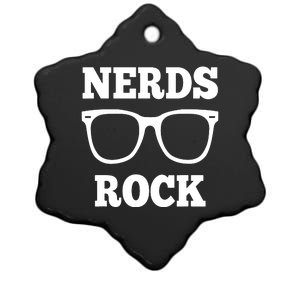 Funny Nerds Rock Gamer Geek Fun Cute Nerd Ceramic Star Ornament