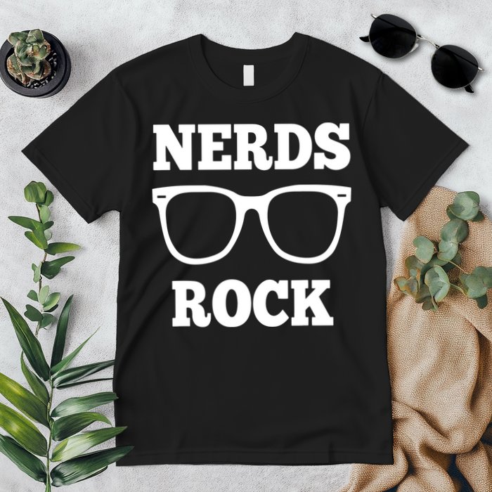 Funny Nerds Rock Gamer Geek Fun Cute Nerd Premium T-Shirt