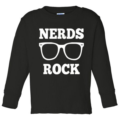 Funny Nerds Rock Gamer Geek Fun Cute Nerd Toddler Long Sleeve Shirt