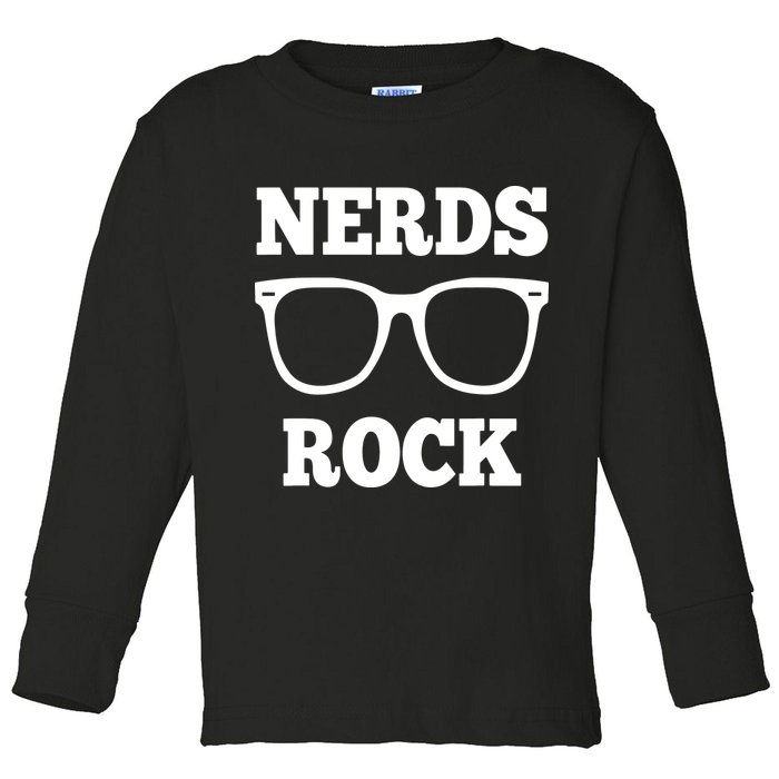 Funny Nerds Rock Gamer Geek Fun Cute Nerd Toddler Long Sleeve Shirt