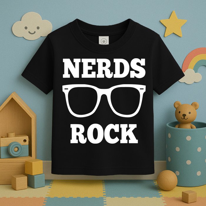 Funny Nerds Rock Gamer Geek Fun Cute Nerd Toddler T-Shirt