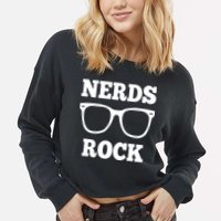 Funny Nerds Rock Gamer Geek Fun Cute Nerd Cropped Pullover Crew