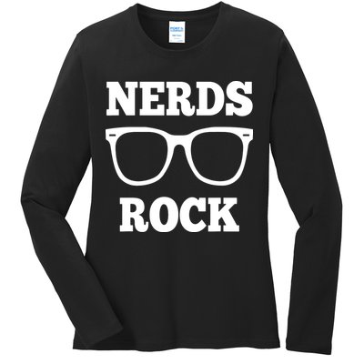 Funny Nerds Rock Gamer Geek Fun Cute Nerd Ladies Long Sleeve Shirt