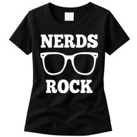 Funny Nerds Rock Gamer Geek Fun Cute Nerd Womens T-Shirt