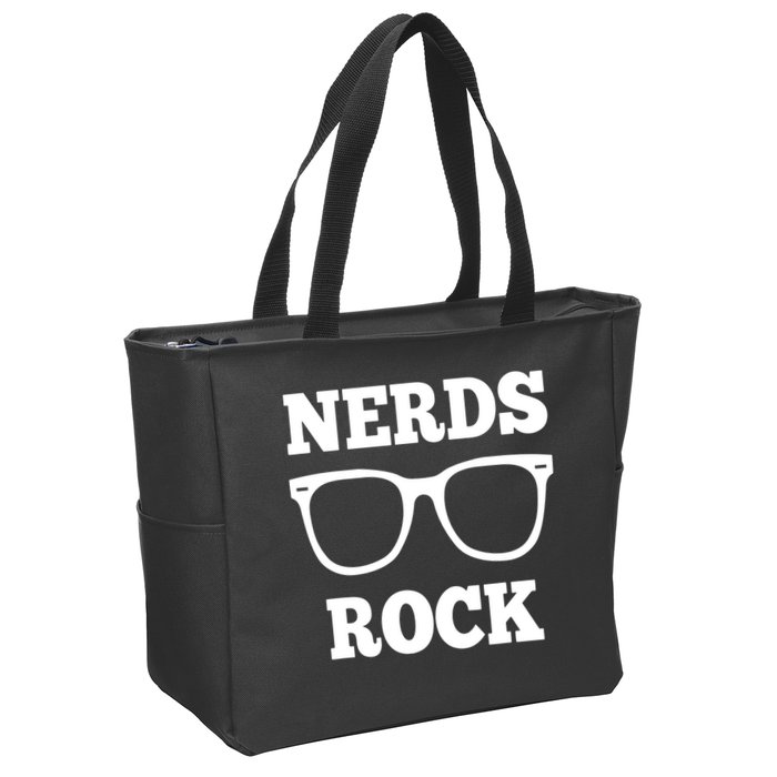 Funny Nerds Rock Gamer Geek Fun Cute Nerd Zip Tote Bag