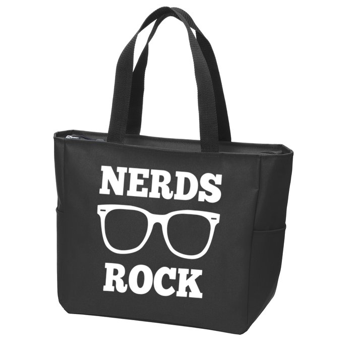 Funny Nerds Rock Gamer Geek Fun Cute Nerd Zip Tote Bag