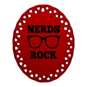 Funny Nerds Rock Gamer Geek Fun Cute Nerd Ceramic Oval Ornament