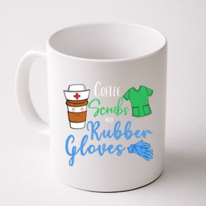 Funny Nurse Rn Coffee Scrubs And Rubber Gloves Gift Coffee Mug