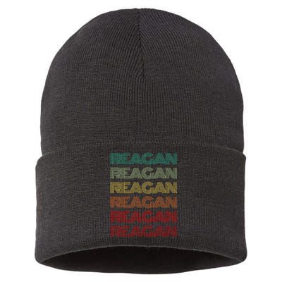 First Name Reagan Girl Retro Personalized Groovy 60s Sustainable Knit Beanie