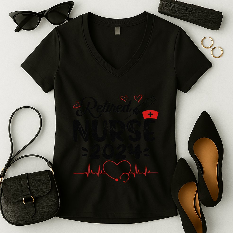 Funny Nurse Retirement Retired Nurse Gifts 2025 Women's V-Neck T-Shirt