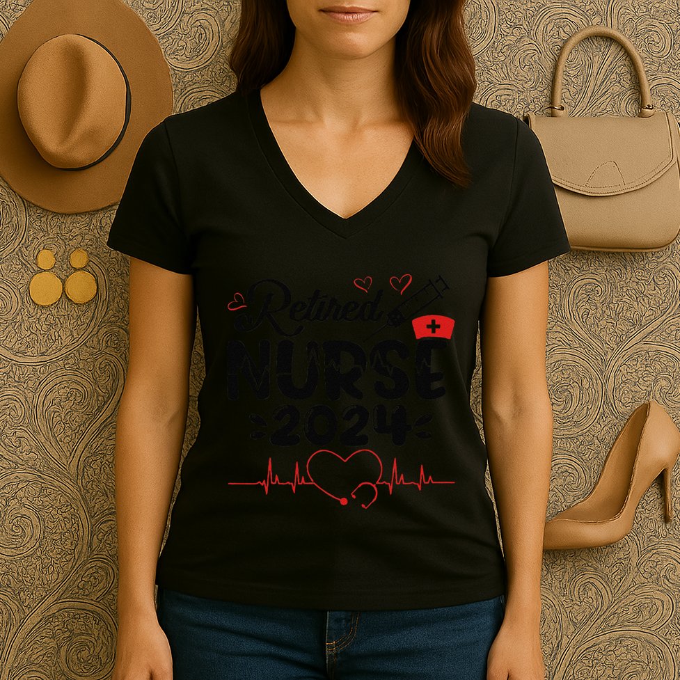 Funny Nurse Retirement Retired Nurse Gifts 2025 Women's V-Neck T-Shirt