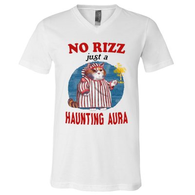 Funny No Rizz Just Haunting Aura Gift V-Neck T-Shirt