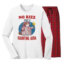 Funny No Rizz Just Haunting Aura Gift Women's Long Sleeve Flannel Pajama Set 