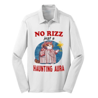 Funny No Rizz Just Haunting Aura Gift Silk Touch Performance Long Sleeve Polo