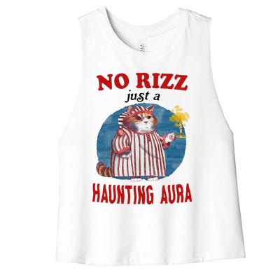 Funny No Rizz Just Haunting Aura Gift Women's Racerback Cropped Tank