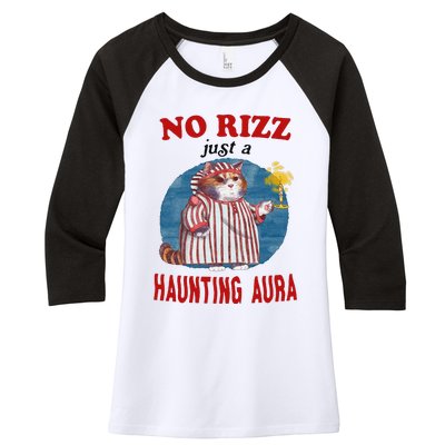 Funny No Rizz Just Haunting Aura Gift Women's Tri-Blend 3/4-Sleeve Raglan Shirt