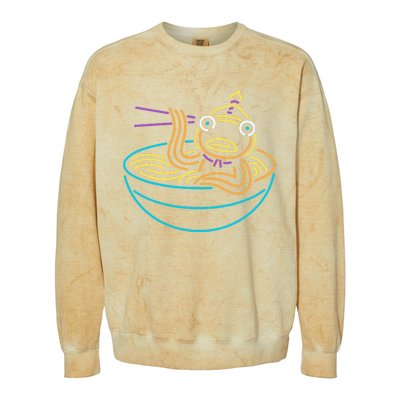 Fishstick Neon Ramen Bowl Center Icon Colorblast Crewneck Sweatshirt