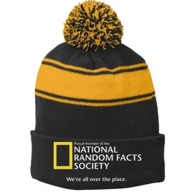 Funny National Random Facts Society For Odd Memory People Stripe Pom Pom Beanie