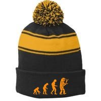 Funny Nerdy Robot Evolution Computer Robotics Geek Gift Stripe Pom Pom Beanie