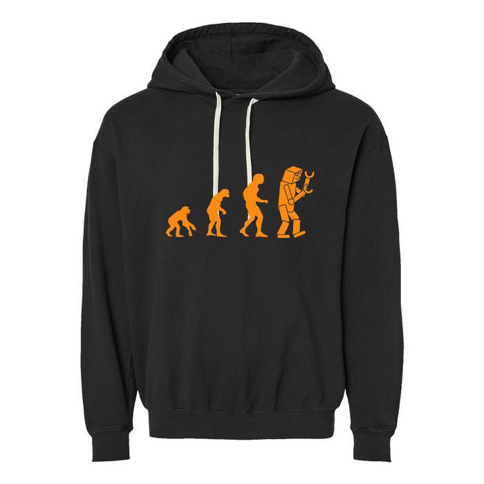 Funny Nerdy Robot Evolution Computer Robotics Geek Gift Garment-Dyed Fleece Hoodie