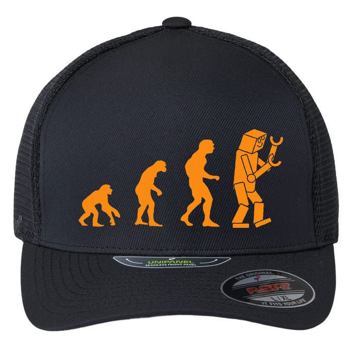 Funny Nerdy Robot Evolution Computer Robotics Geek Gift Flexfit Unipanel Trucker Cap