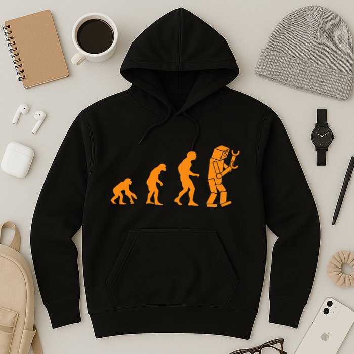 Funny Nerdy Robot Evolution Computer Robotics Geek Gift Hoodie