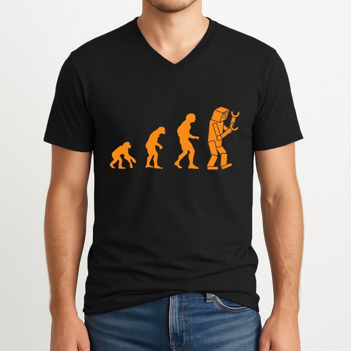 Funny Nerdy Robot Evolution Computer Robotics Geek Gift V-Neck T-Shirt