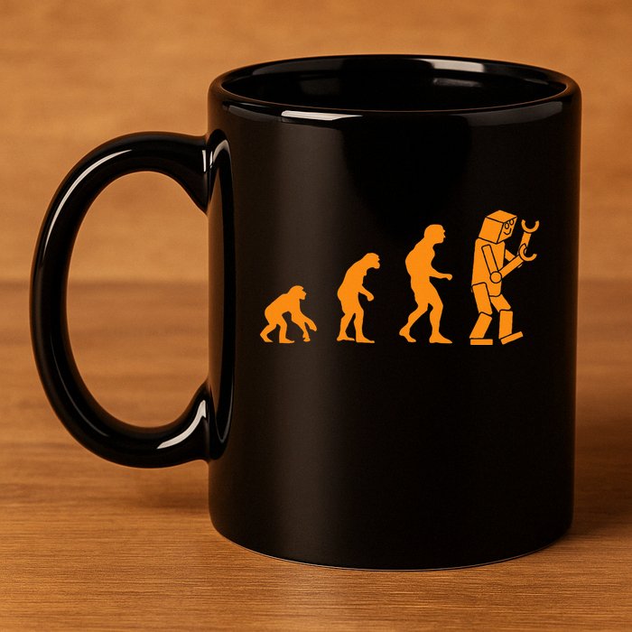 Funny Nerdy Robot Evolution Computer Robotics Geek Gift 11oz C Handle Ceramic Mug