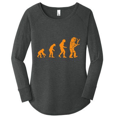 Funny Nerdy Robot Evolution Computer Robotics Geek Gift Women's Perfect Tri Tunic Long Sleeve Shirt
