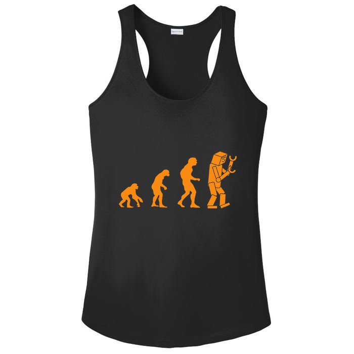Funny Nerdy Robot Evolution Computer Robotics Geek Gift Ladies PosiCharge Competitor Racerback Tank