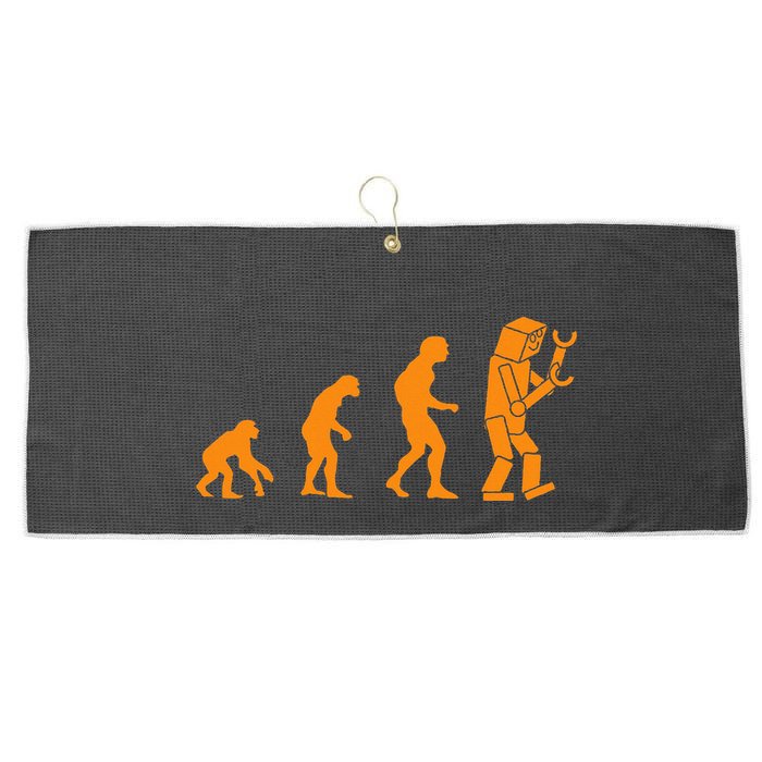Funny Nerdy Robot Evolution Computer Robotics Geek Gift Large Microfiber Waffle Golf Towel