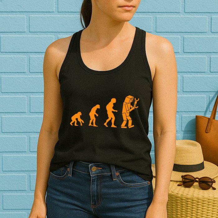 Funny Nerdy Robot Evolution Computer Robotics Geek Gift Womens Tank Top