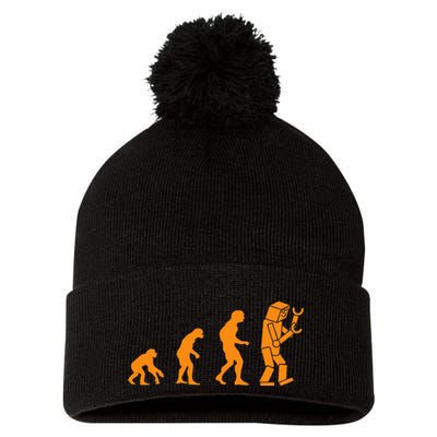 Funny Nerdy Robot Evolution Computer Robotics Geek Gift Pom Pom 12in Knit Beanie