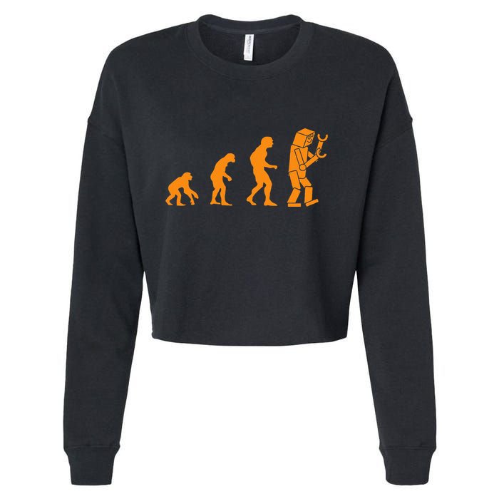 Funny Nerdy Robot Evolution Computer Robotics Geek Gift Cropped Pullover Crew