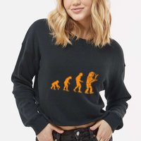 Funny Nerdy Robot Evolution Computer Robotics Geek Gift Cropped Pullover Crew
