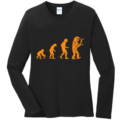 Funny Nerdy Robot Evolution Computer Robotics Geek Gift Ladies Long Sleeve Shirt