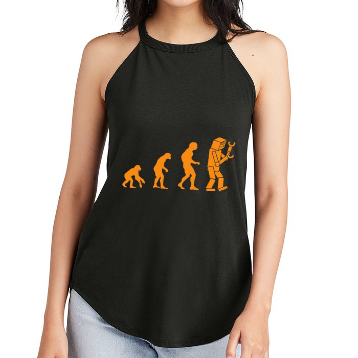 Funny Nerdy Robot Evolution Computer Robotics Geek Gift Women's Perfect Tri Rocker Tank